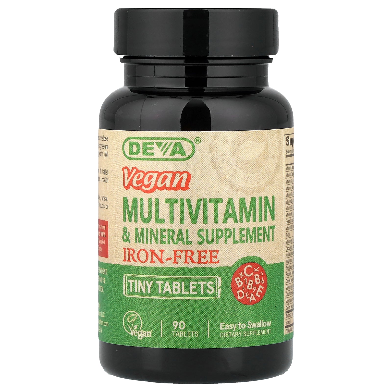 Deva, Vegan Multivitamin & Mineral Supplement, Iron-Free, 90 Tablets