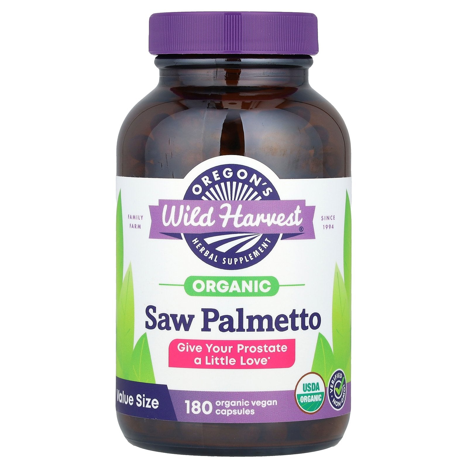 Oregon's Wild Harvest, Saw Palmetto, 180 Organic Vegan Capsules