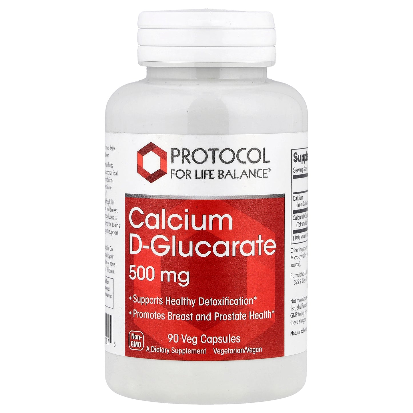 Protocol for Life Balance, Calcium D-Glucarate, 500 mg, 90 Veg Capsules