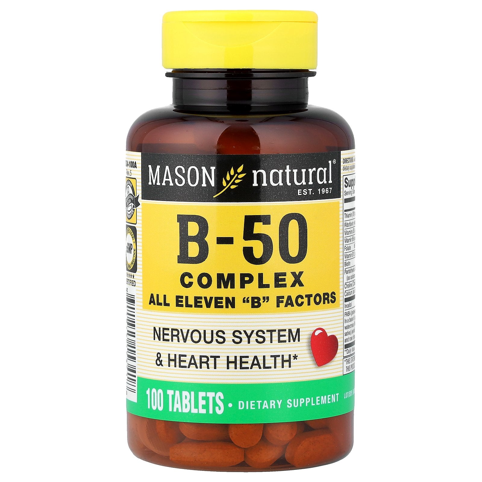 Mason Natural, Vitamin B-50 Complex, 100 Tablets