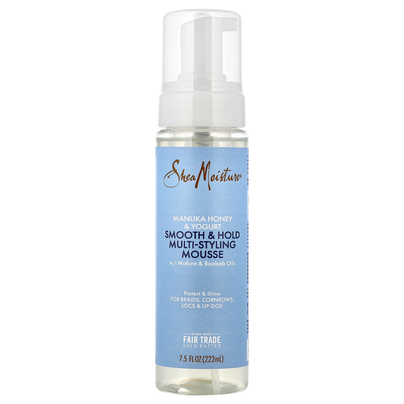 SheaMoisture, Manuka Honey & Yogurt, Smooth & Hold Multi-Styling Mousse w/ Mafura & Baobab Oils, 7.5 fl oz (222 ml)