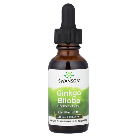 Swanson, Ginkgo Biloba Liquid Extract, Alcohol & Sugar Free, 1 fl oz (29.6 ml)
