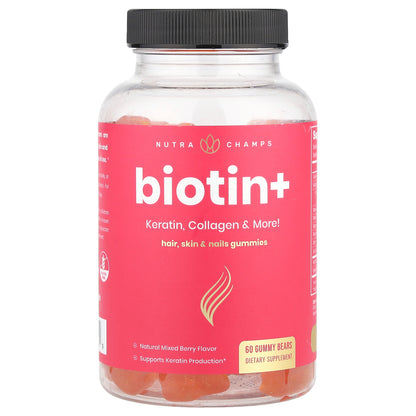 NutraChamps, Biotin+, Mixed Berry, 60 Gummy Bears