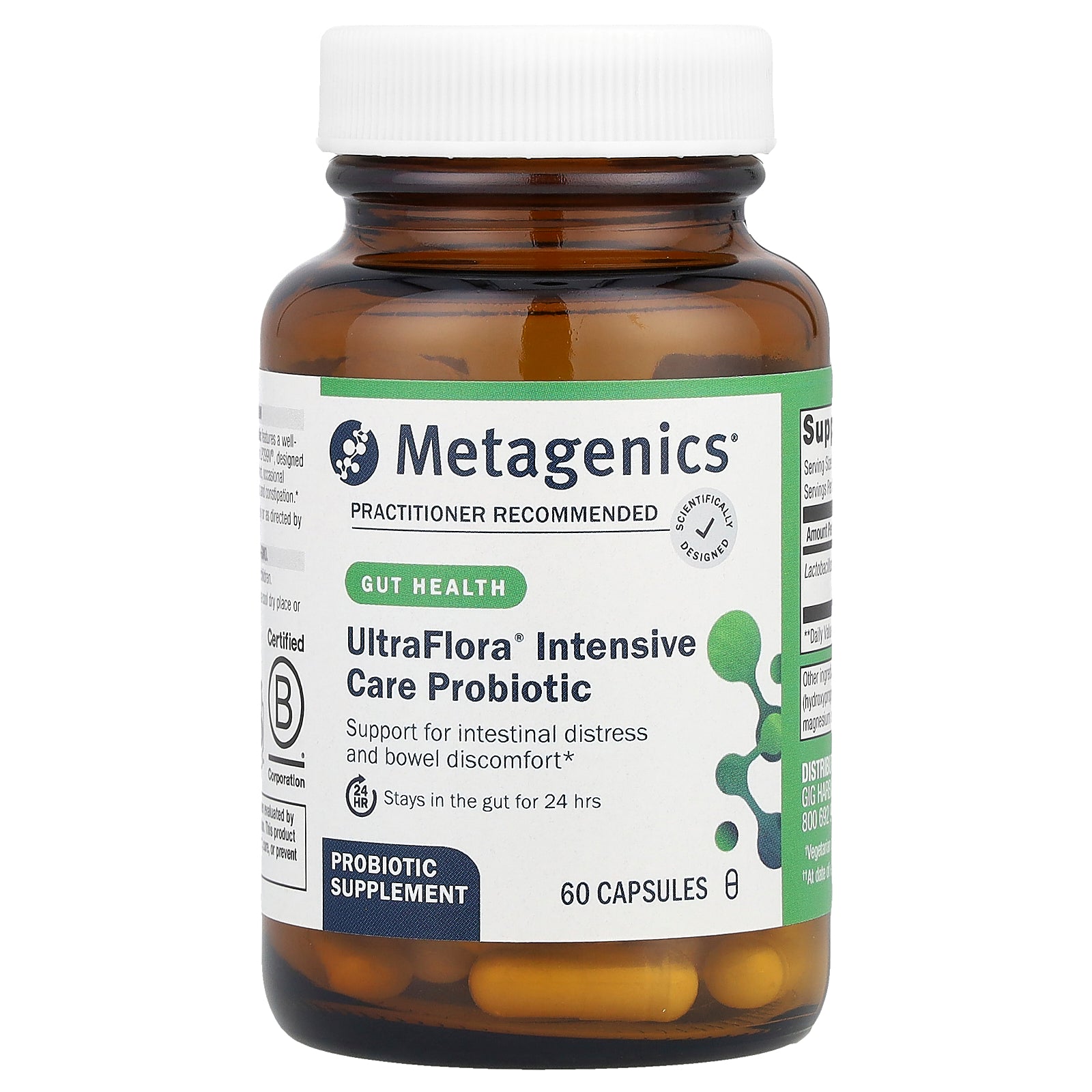 Metagenics, UltraFlora® Intensive Care Probiotic, 60 Capsules (85 mg (10 Billion CFU) per Capsule)