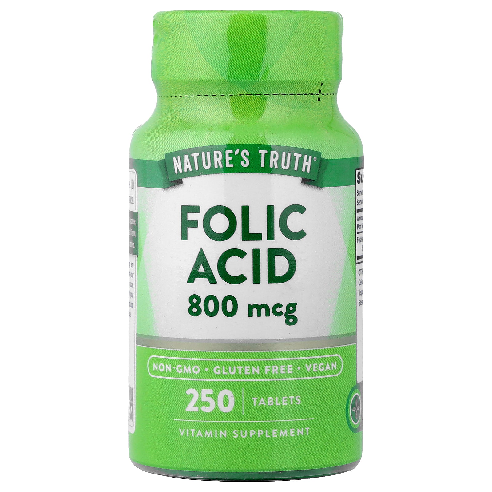 Nature's Truth, Folic Acid, 800 mcg, 250 Tablets