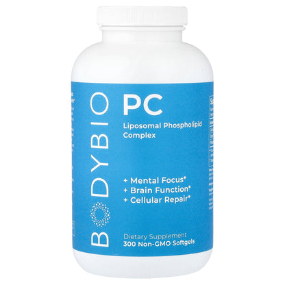 BodyBio, PC, Liposomal Phospholipid Complex, 300 Non-GMO Softgels (650 mg per Softgel)