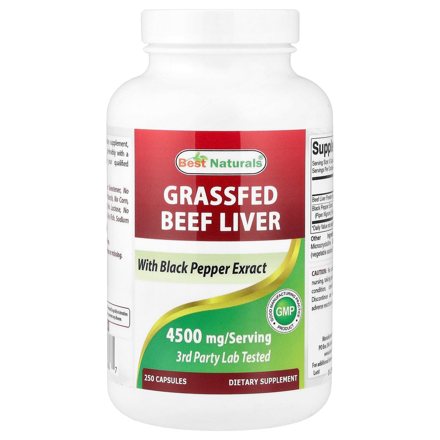 Best Naturals, Grassfed Beef Liver, 250 Capsules