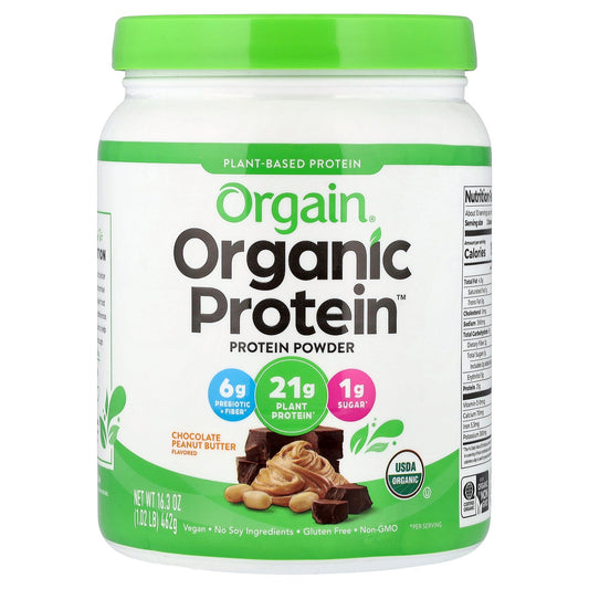 Orgain, Organic Protein™ Powder, Plant-Based, Chocolate Peanut Butter, 1.02 lbs (462 g)