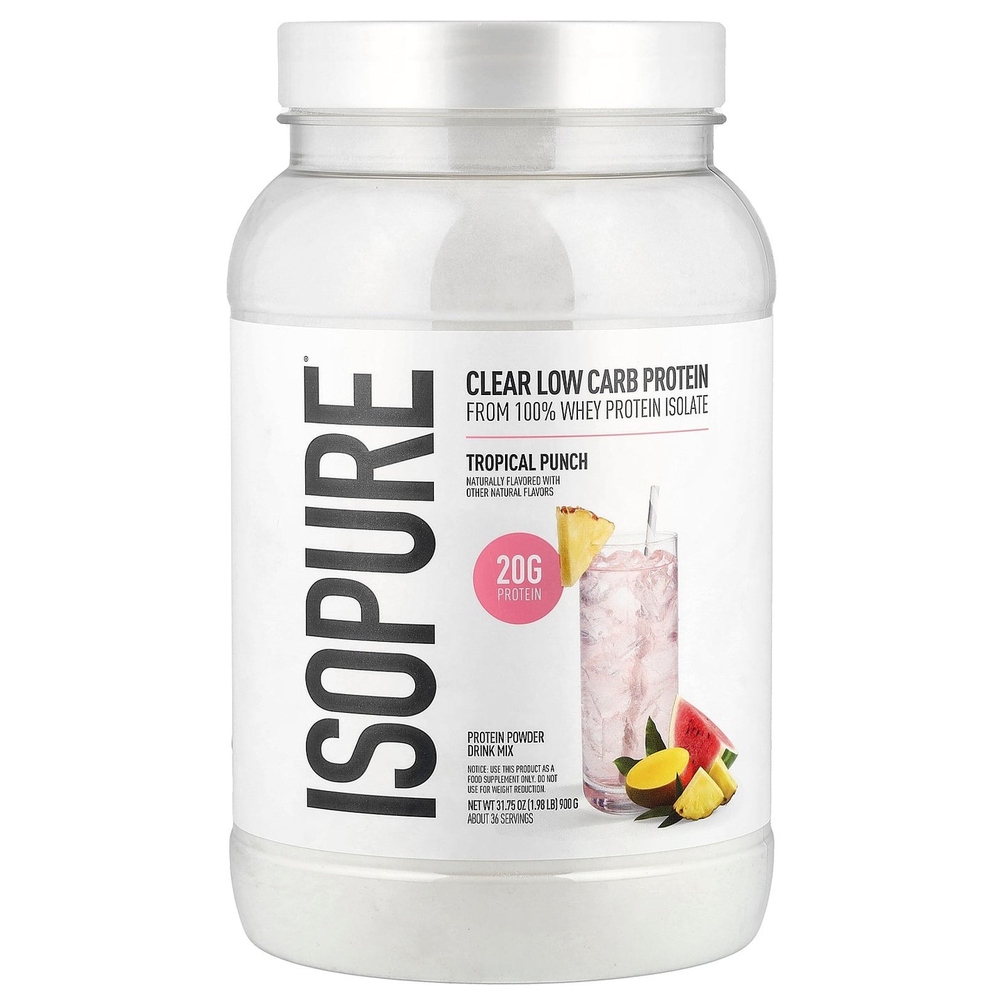 Isopure, Protein Powder, Tropical Punch, 1.98 lbs (900 g)