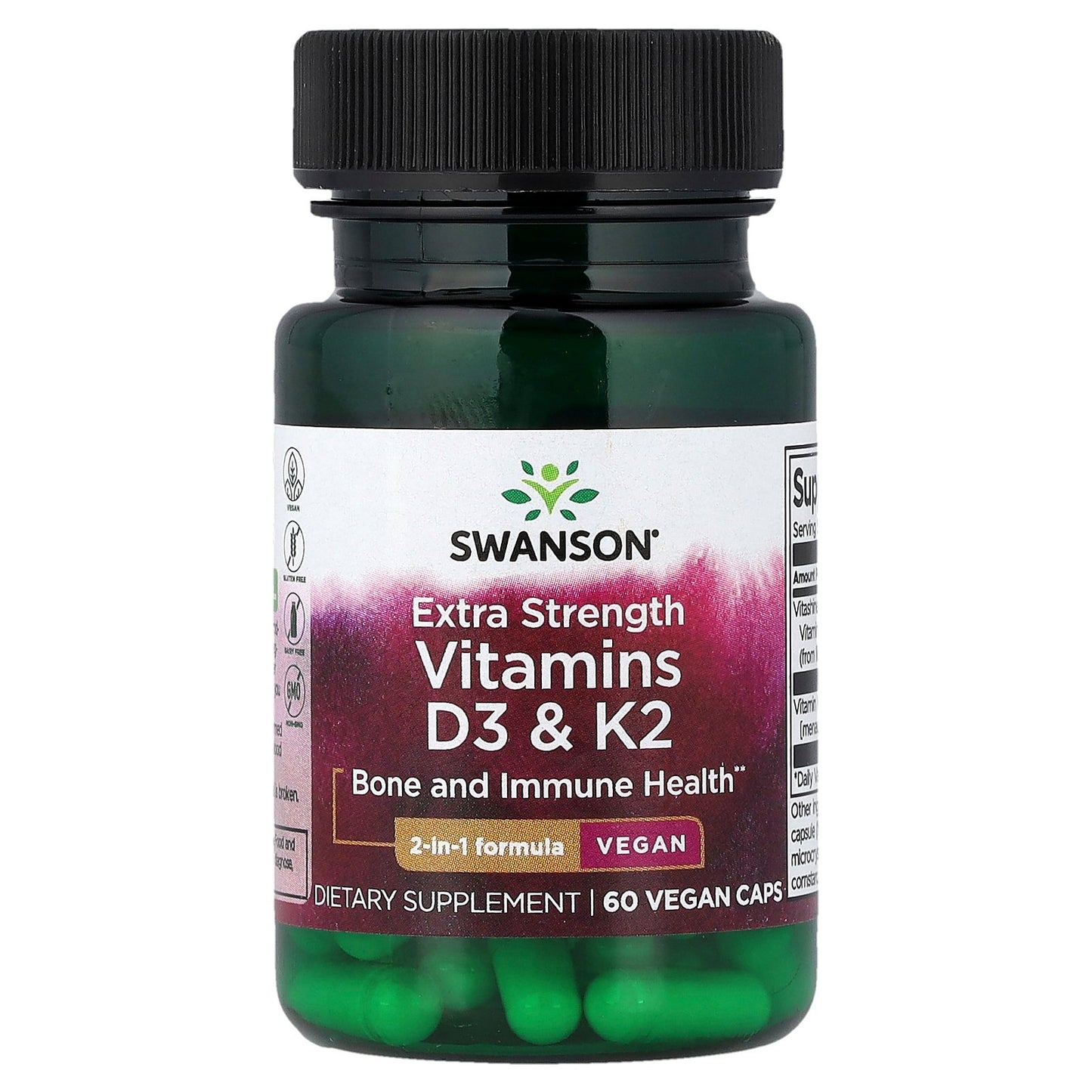 Swanson, Vitamins D3 & K2, 60 Veggie Caps