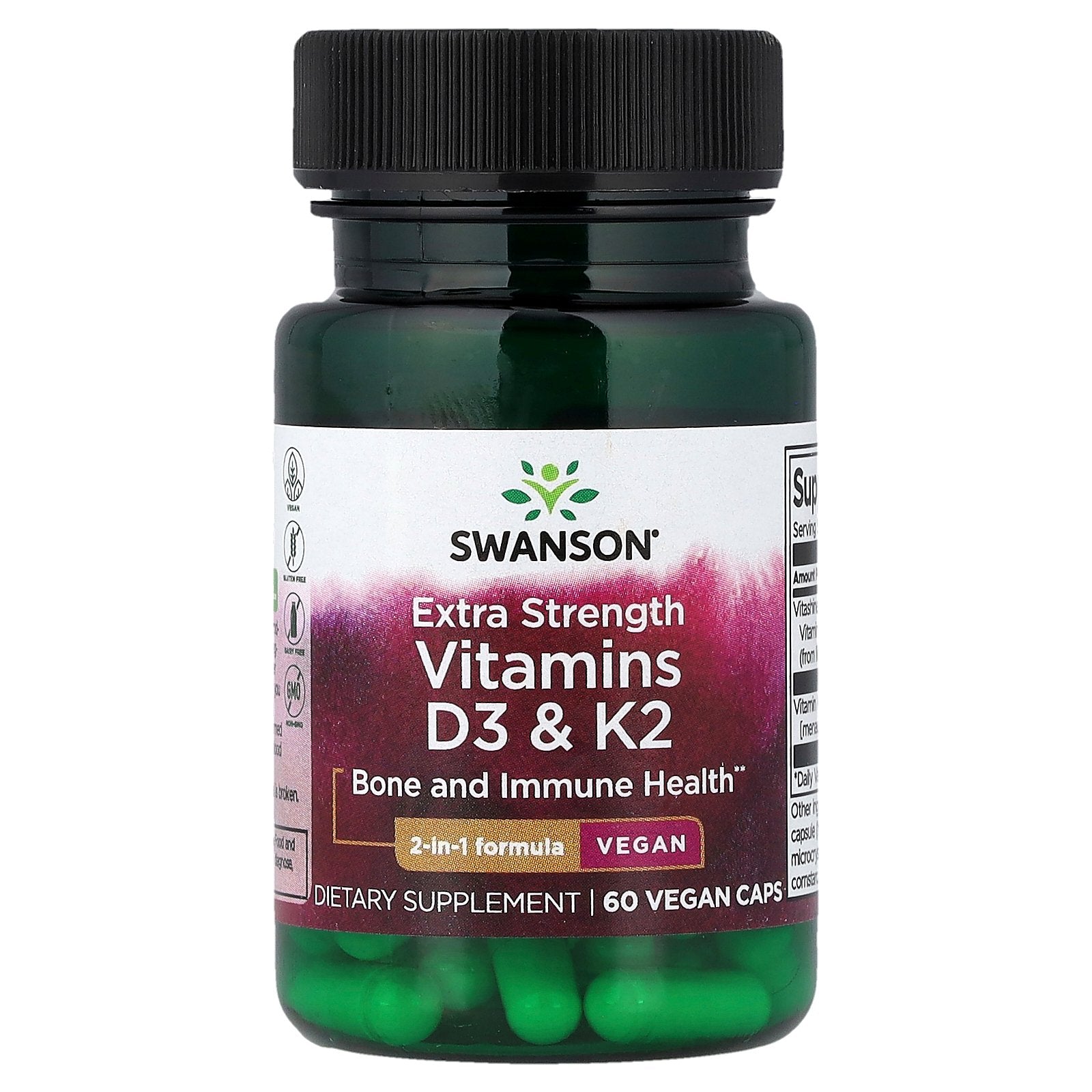 Swanson, Vitamins D3 & K2, 60 Veggie Caps