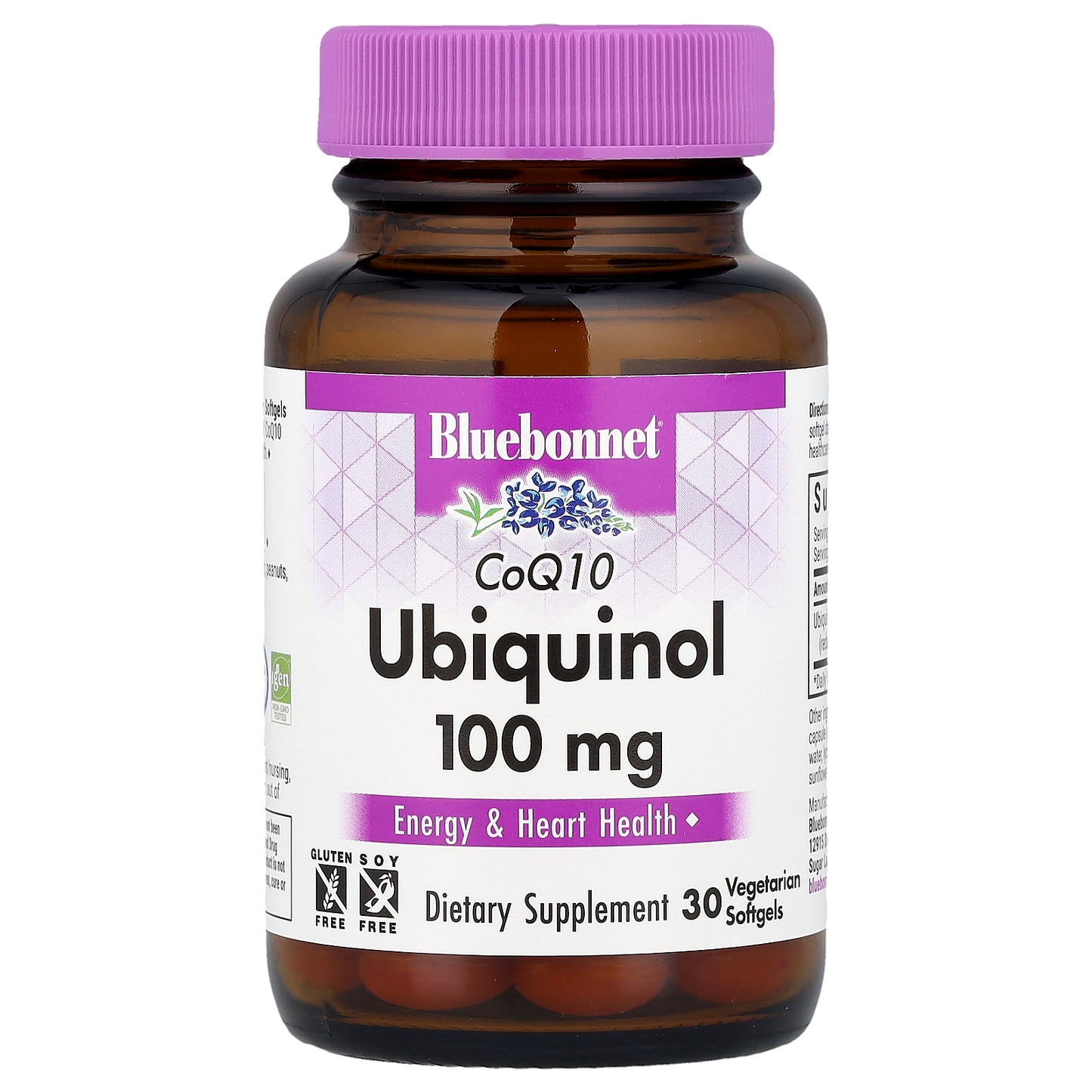 Bluebonnet Nutrition, CoQ10, Ubiquinol, 100 mg, 30 Vegetarian Softgels