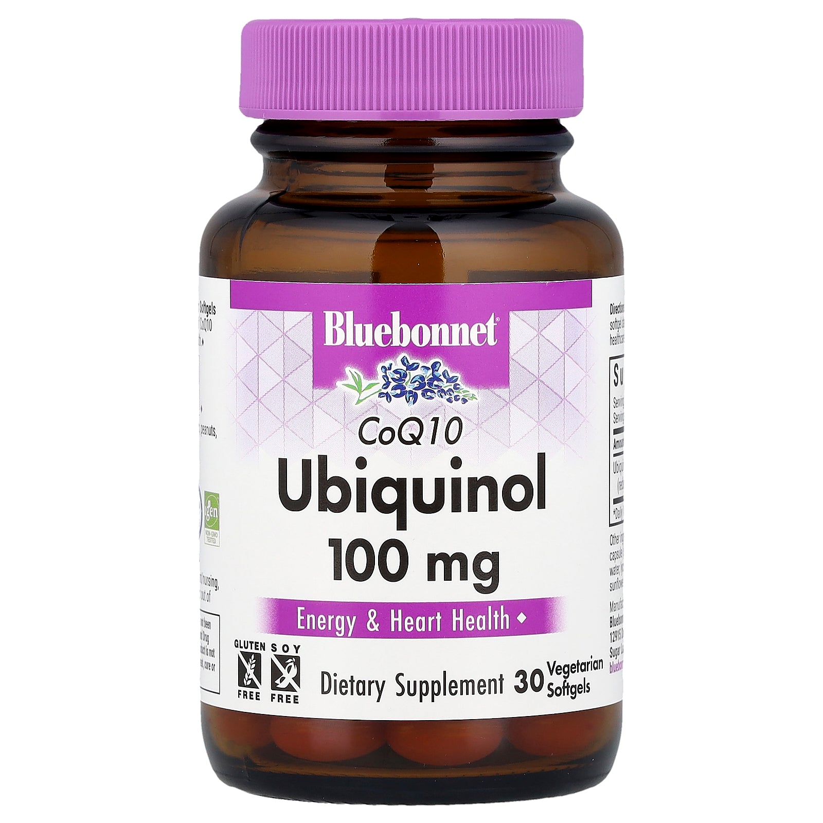 Bluebonnet Nutrition, CoQ10, Ubiquinol, 100 mg, 30 Vegetarian Softgels