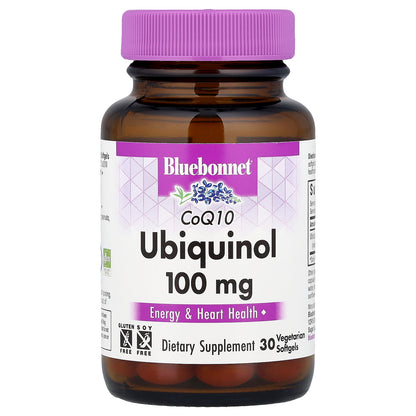 Bluebonnet Nutrition, CoQ10, Ubiquinol, 100 mg, 30 Vegetarian Softgels