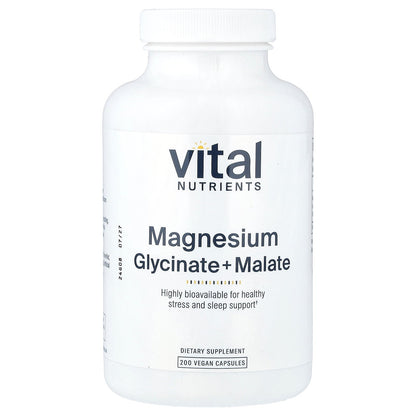 Vital Nutrients, Magnesium, Glycinate + Malate, 200 Vegan Capsules (120 mg per Capsule)