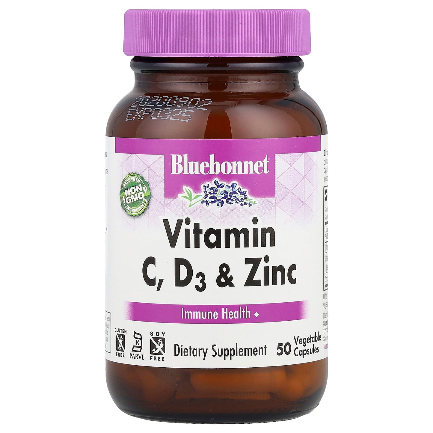 Bluebonnet Nutrition, Vitamin C, D3 & Zinc, 50 Vegetable Capsules