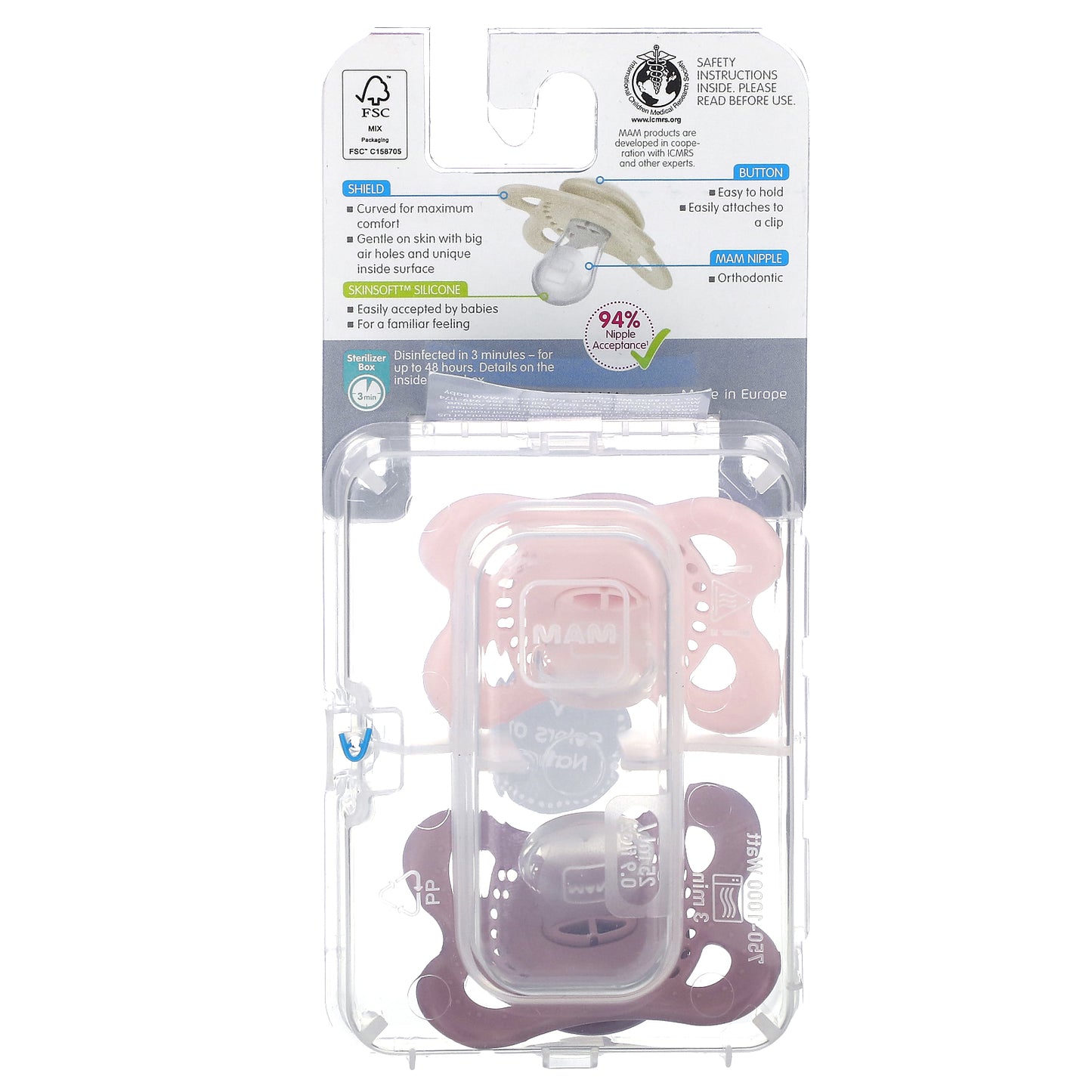 MAM, Original Pacifier, 0-6 Months, Colors of Nature, 2 Count