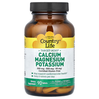 Country Life, Target-Mins®, Calcium Magnesium Potassium, 90 Tablet