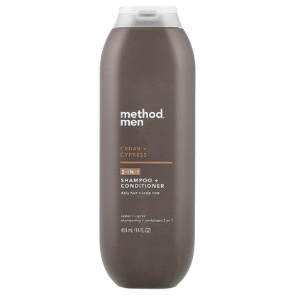 Method, Men, 2-In-1 Shampoo + Conditioner, Cedar + Cypress, 14 fl oz (414 ml)