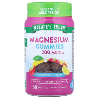 Nature's Truth, Magnesium Gummies, Delicious Lemon Raspberry, 60 Gummies