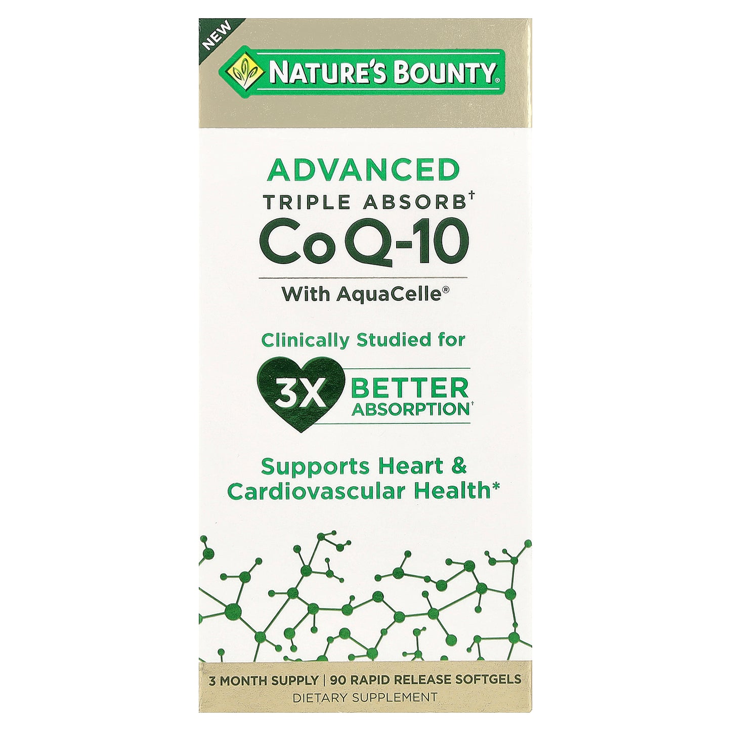 Nature's Bounty, Advanced Triple Absorb CoQ-10, 90 Rapid Release Softgels (100 mg per Softgel)
