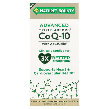 Nature's Bounty, Advanced Triple Absorb CoQ-10, 90 Rapid Release Softgels (100 mg per Softgel)