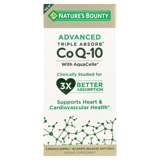 Nature's Bounty, Advanced Triple Absorb CoQ-10, 90 Rapid Release Softgels (100 mg per Softgel)