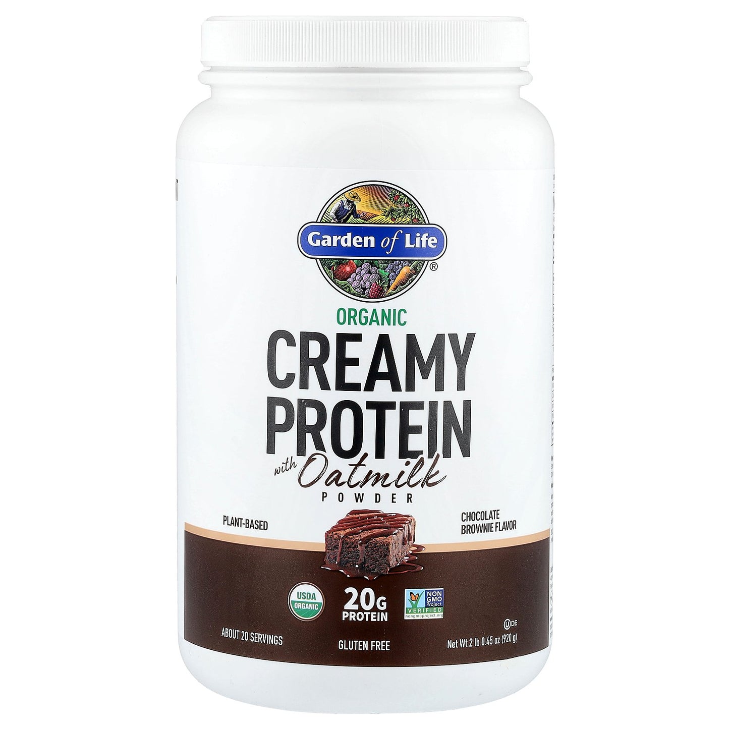 Garden of Life, Organic Creamy Protein with Oatmilk Powder, Chocolate Brownie, 2 lb 0.45 oz (920 g)
