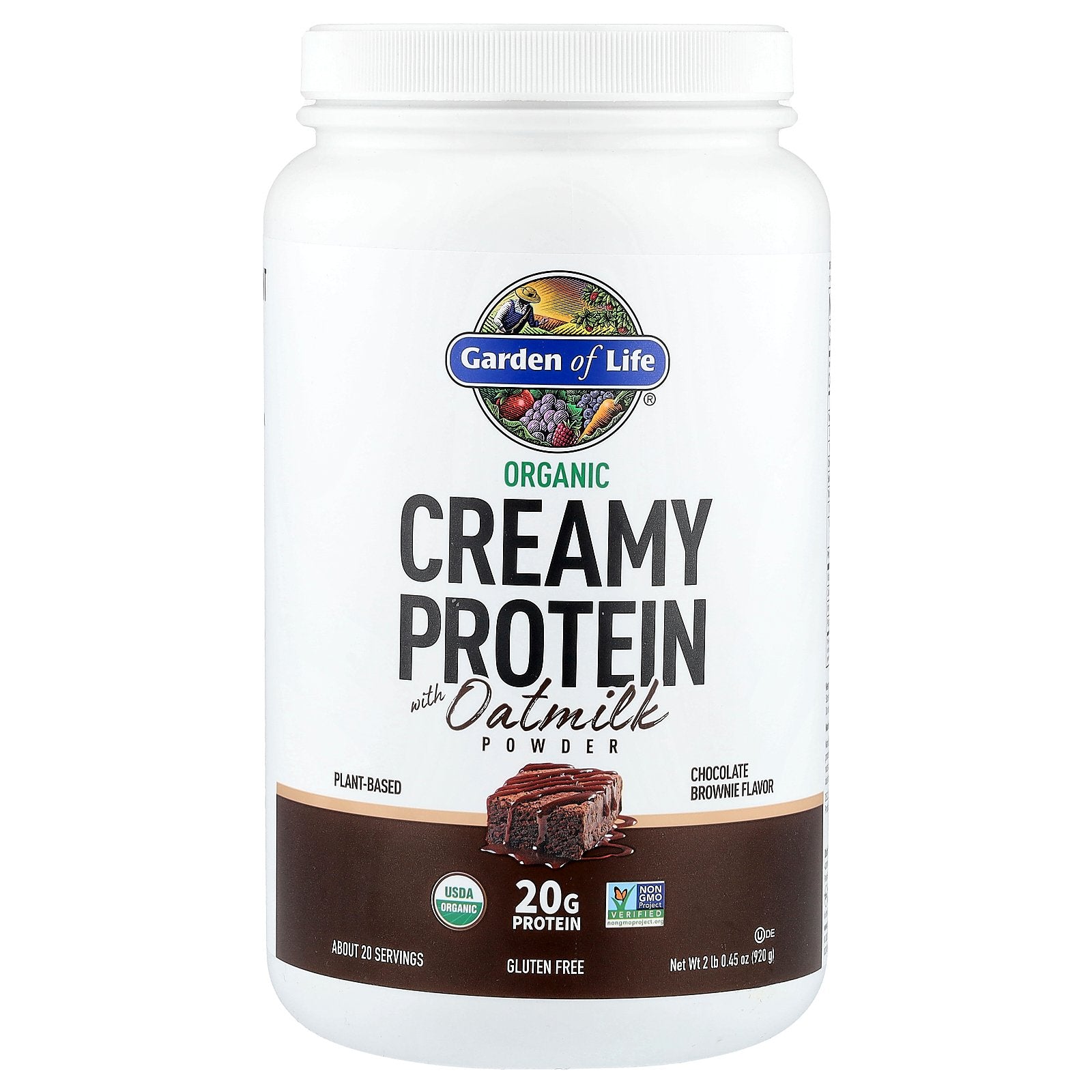 Garden of Life, Organic Creamy Protein with Oatmilk Powder, Chocolate Brownie, 2 lb 0.45 oz (920 g)