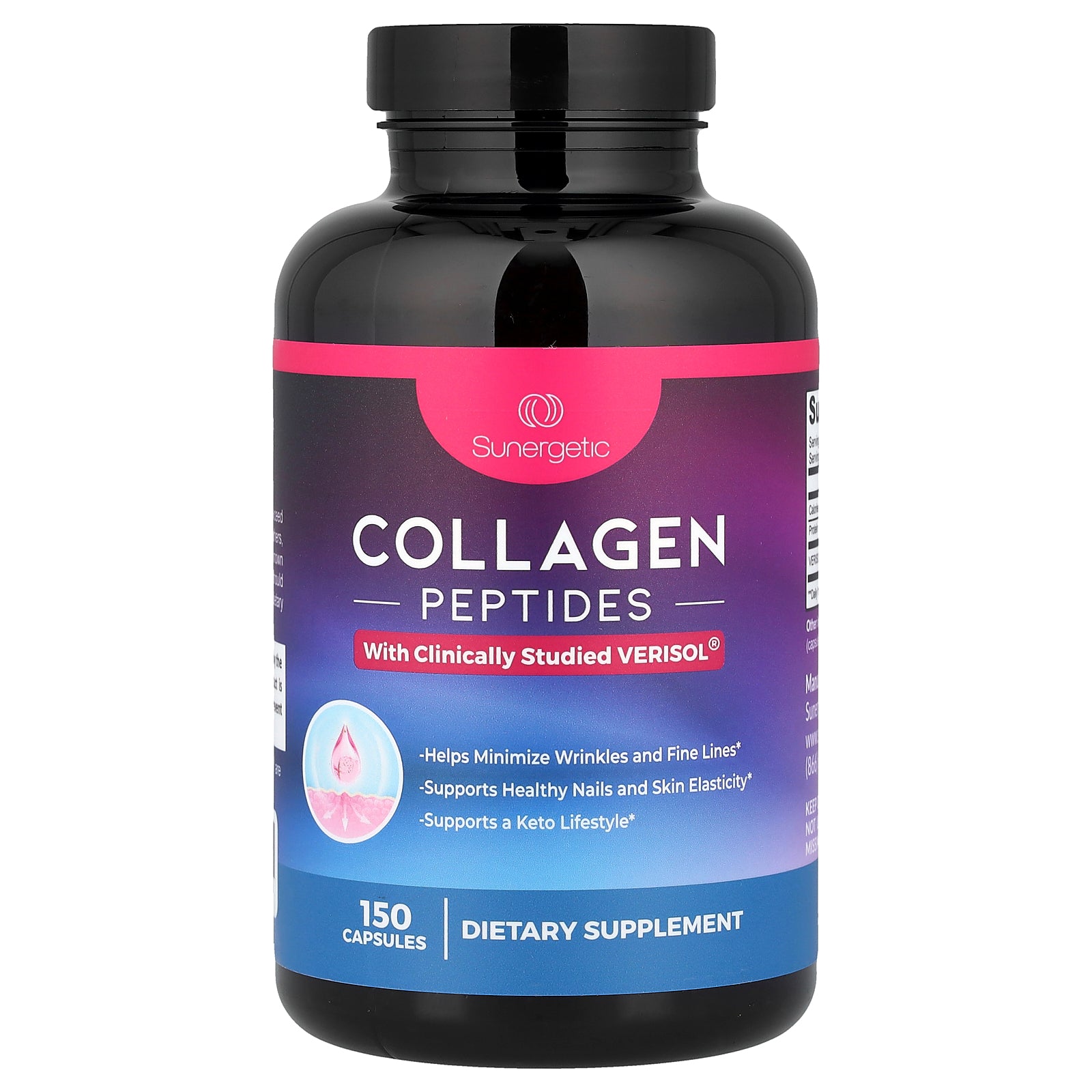 Sunergetic, Collagen Peptides, 150 Capsules (500 mg per Capsule)