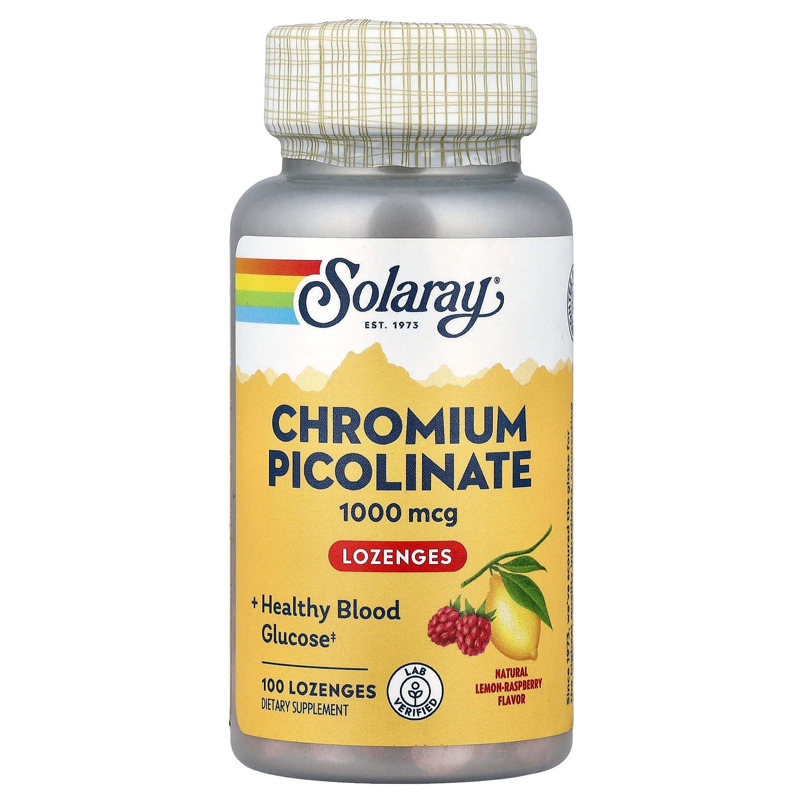 Solaray, Chromium Picolinate Lozenges, Natural Lemon-Raspberry, 1,000 mcg, 100 Lozenges