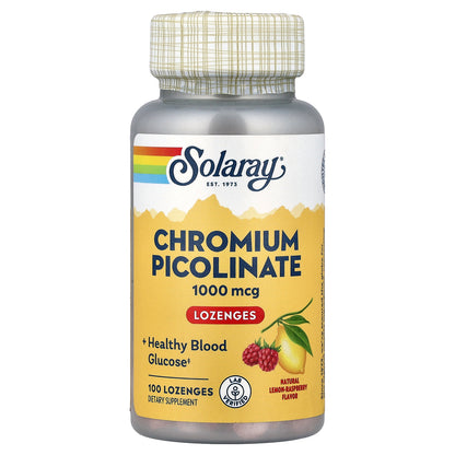 Solaray, Chromium Picolinate Lozenges, Natural Lemon-Raspberry, 1,000 mcg, 100 Lozenges