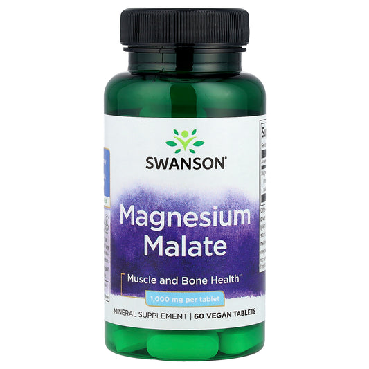 Swanson, Magnesium Malate, 1,000 mg, 60 Vegan Tablets