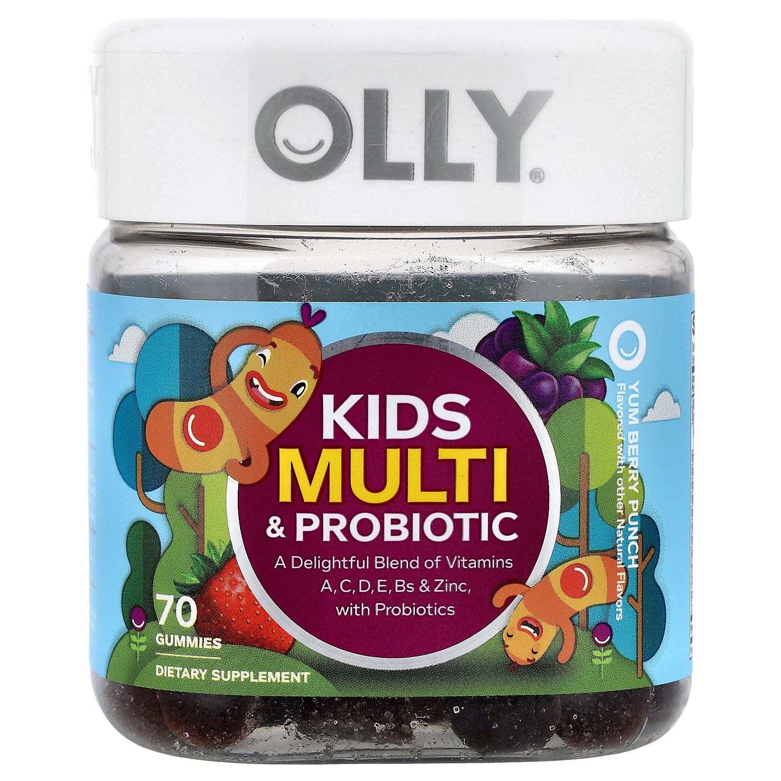 OLLY, Kids Multi & Probiotic Gummies, Yum Berry Punch, 70 Gummies