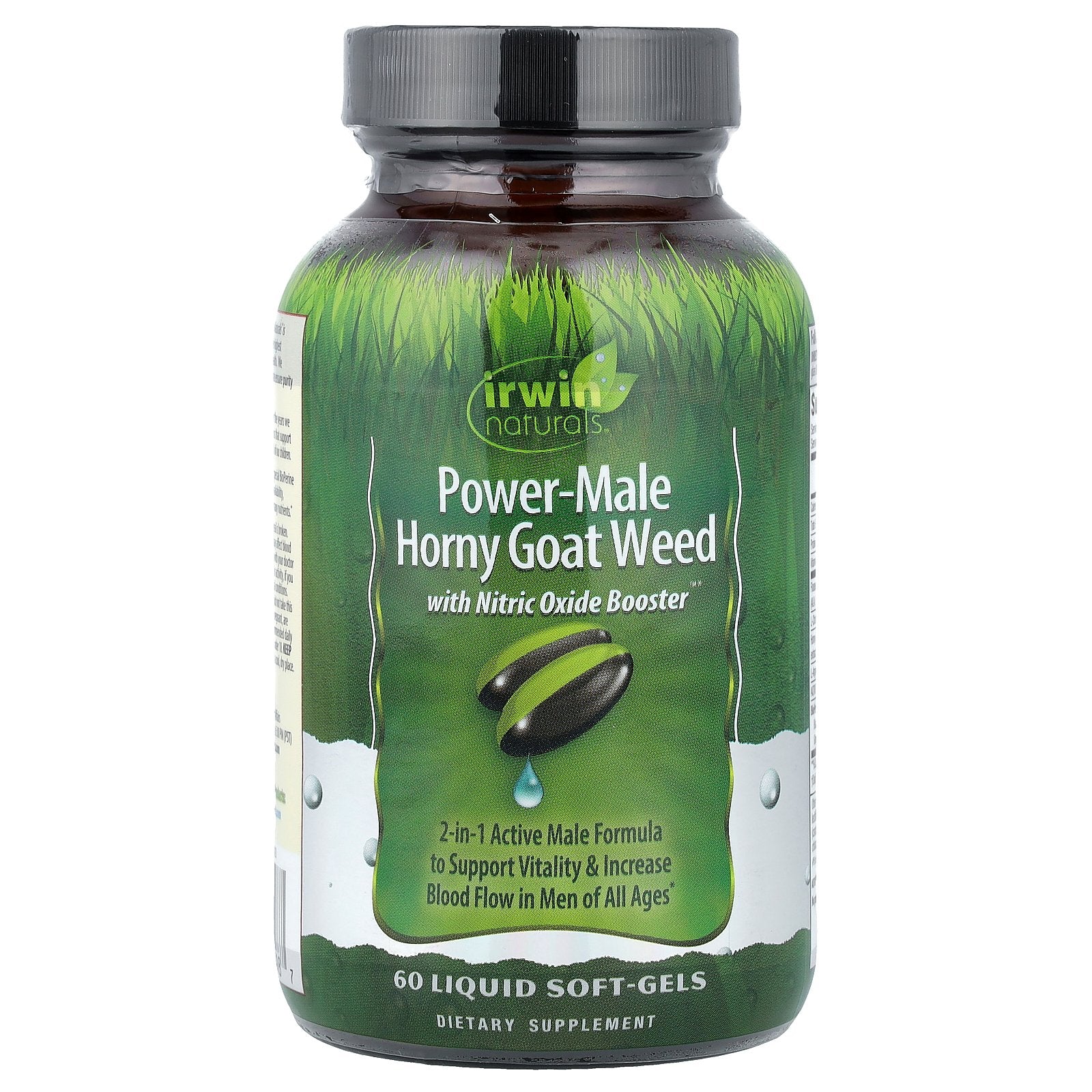 Irwin Naturals, Power-Male Horny Goat Weed, With Nitric Oxide Booster, 60 Liquid Soft-Gels