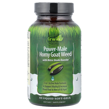 Irwin Naturals, Power-Male Horny Goat Weed, With Nitric Oxide Booster, 60 Liquid Soft-Gels