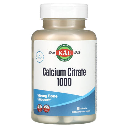 KAL, Calcium Citrate 1000, 1,000 mg, 90 Tablets (333 mg per Tablet)