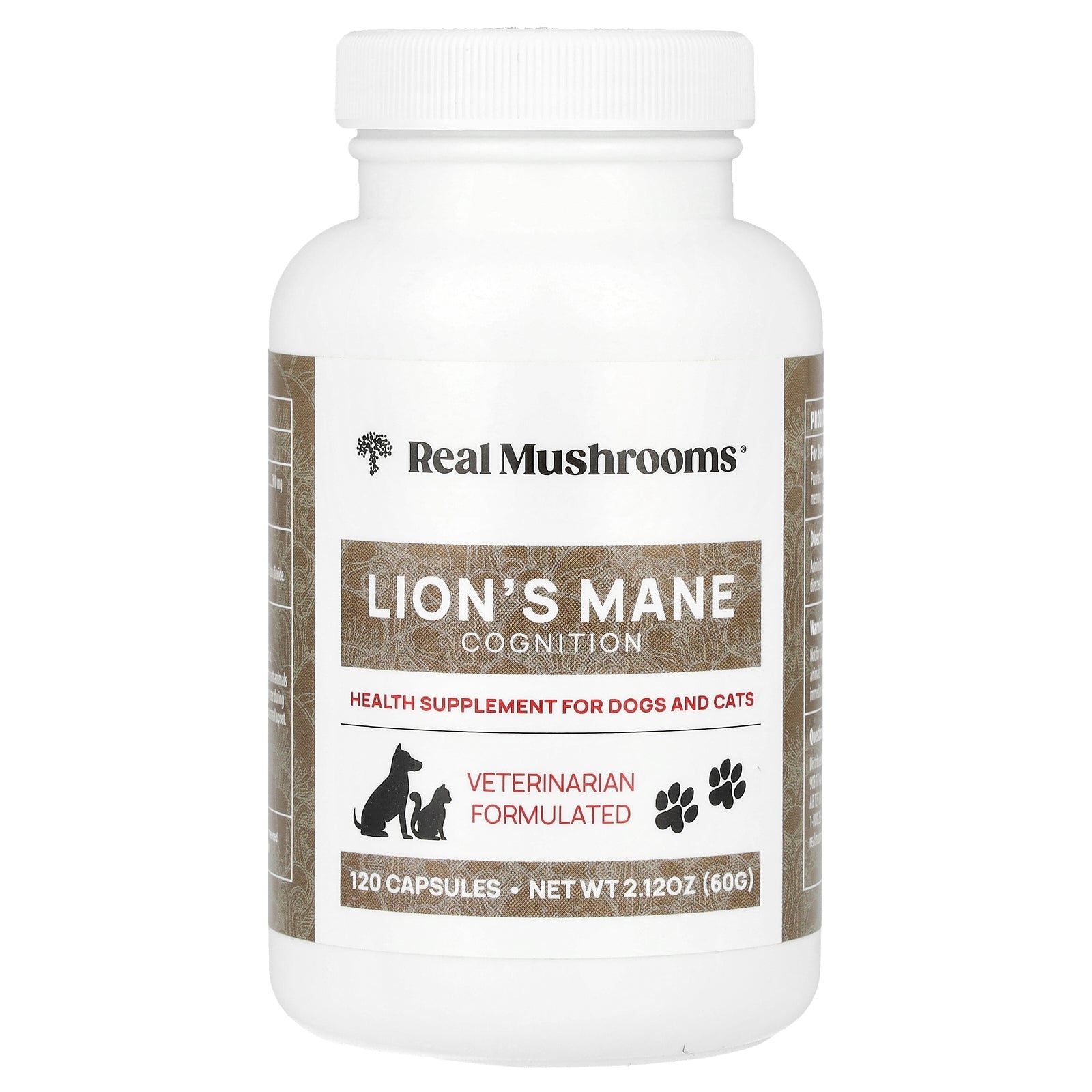 Real Mushrooms, Lion's Mane, For Dogs and Cats, 120 Capsules