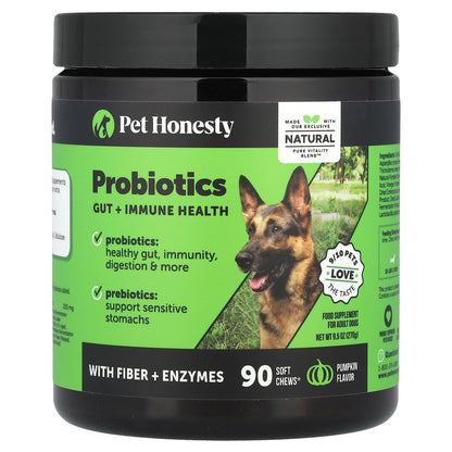 Pet Honesty, Probiotics, For Adult Dogs, Pumpkin, 90 Soft Chews, 9.5 oz (270 g)