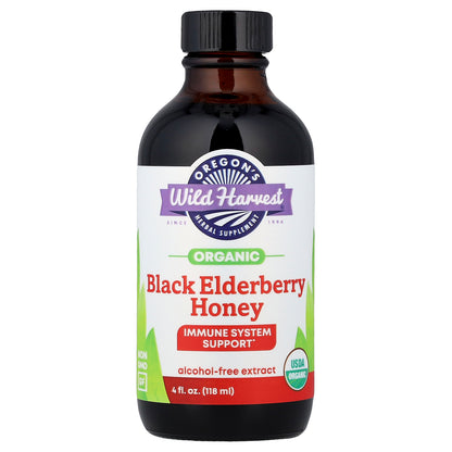 Oregon's Wild Harvest, Organic Black Elderberry Honey Extract, Alcohol-Free, 4 fl oz (118 ml)