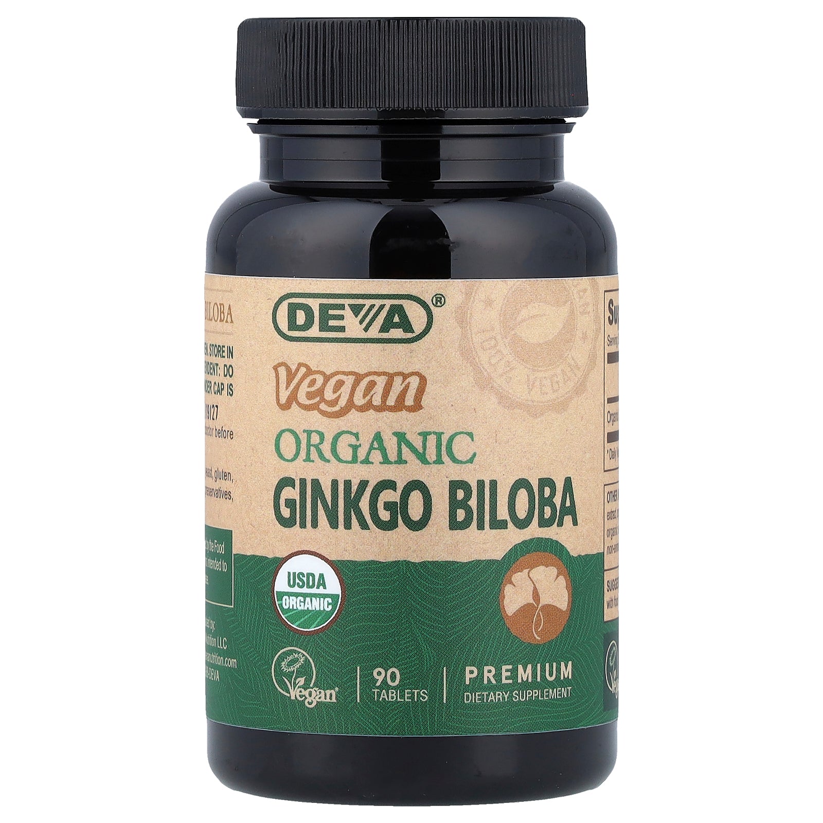 Deva, Vegan Organic Ginkgo Biloba, 90 Tablets (300 mg Per tablet)