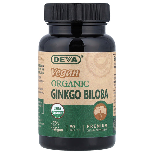 Deva, Vegan Organic Ginkgo Biloba, 90 Tablets (300 mg Per tablet)