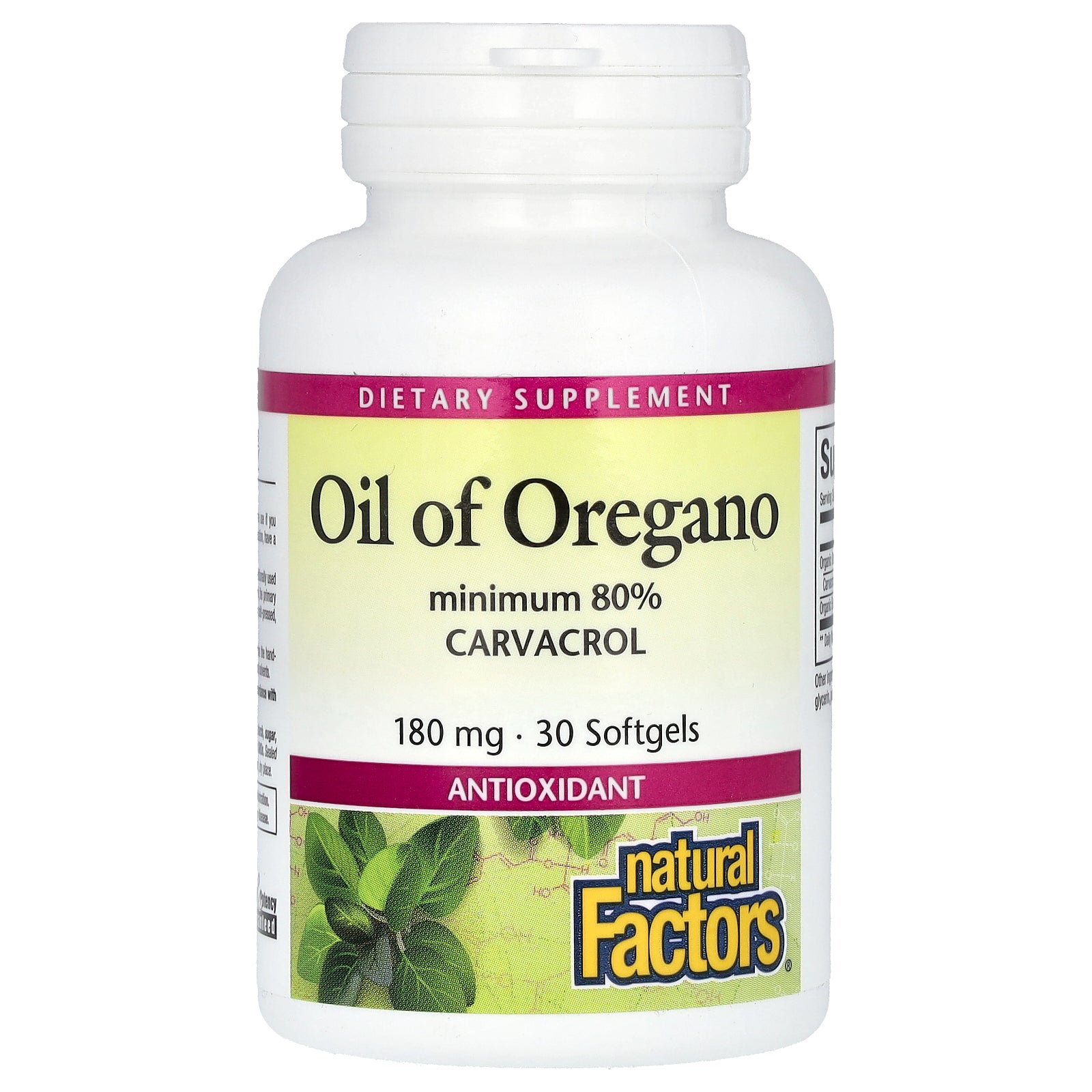 Natural Factors, Oil Of Oregano, 180 mg, 30 Softgels