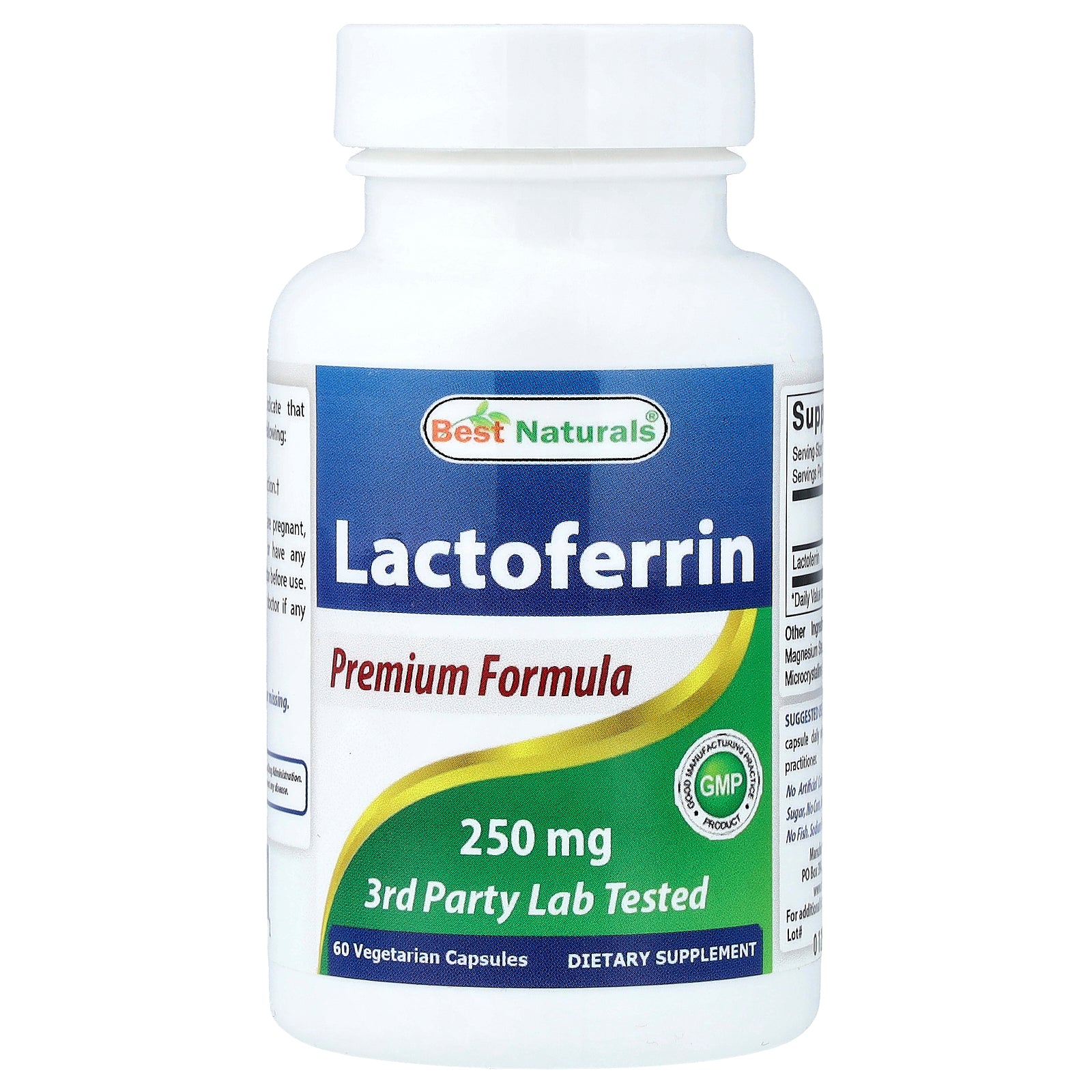 Best Naturals, Lactoferrin, 250 mg, 60 Vegetarian Capsules