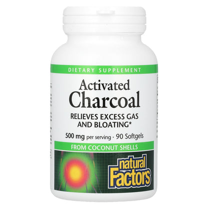 Natural Factors, Activated Charcoal, 90 Softgels (250 mg per Softgel)