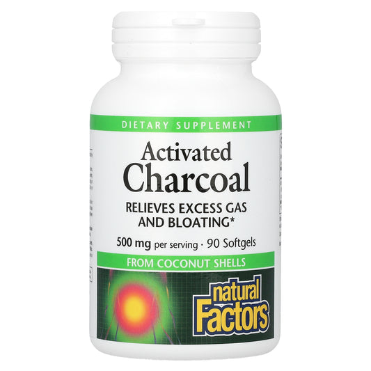 Natural Factors, Activated Charcoal, 90 Softgels (250 mg per Softgel)