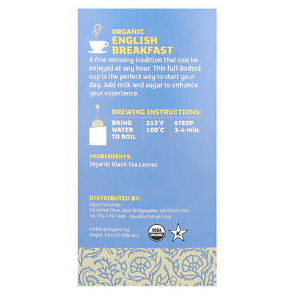 Equal Exchange, Organic English Breakfast, Black Tea, 20 Tea Bags, 1.41 oz (40 g)