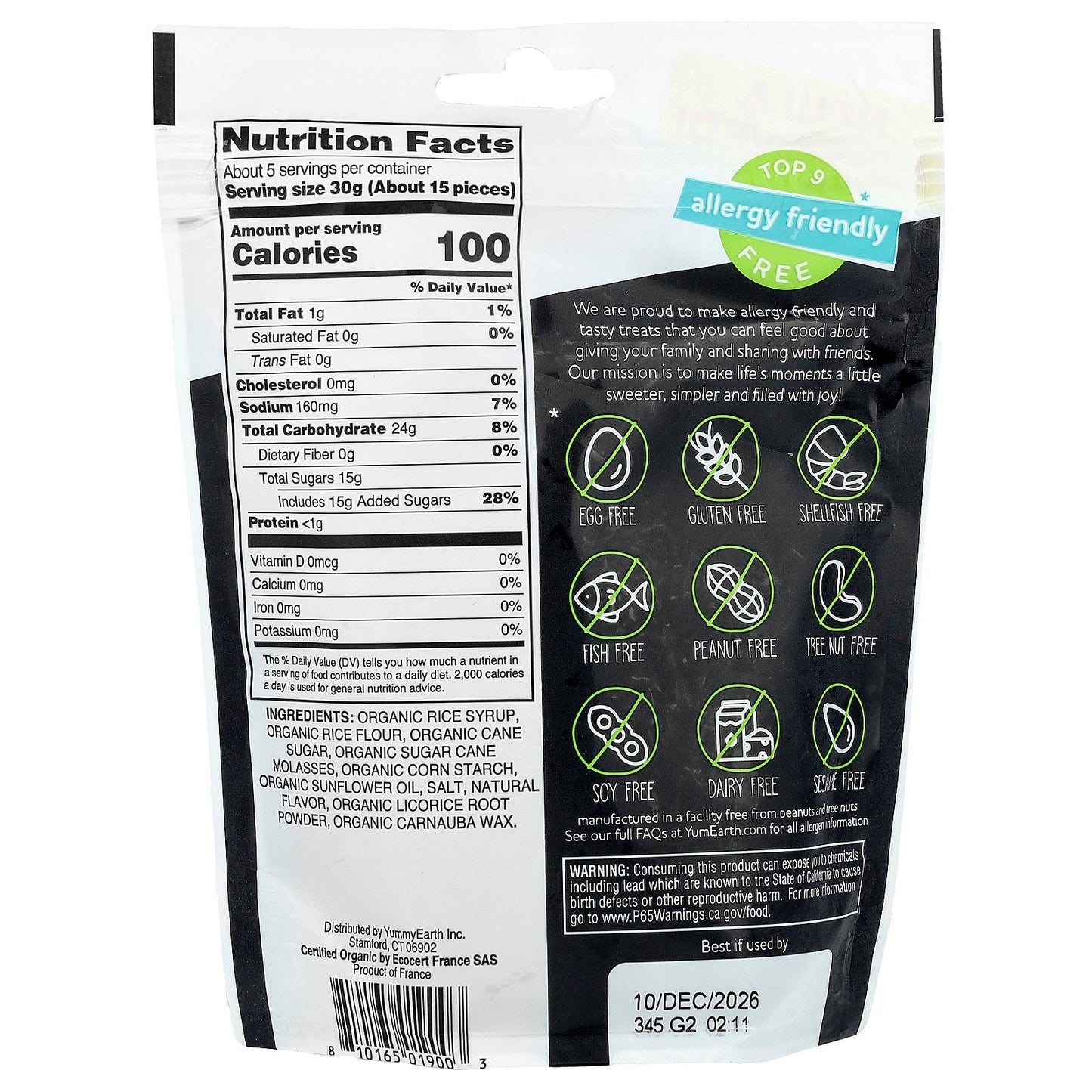 YumEarth, Gluten Free Licorice, Black, 5 oz (142 g)