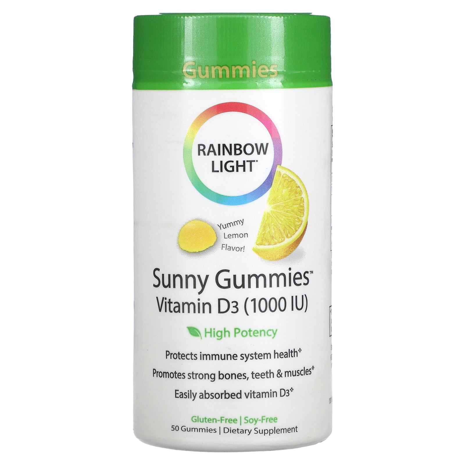 Rainbow Light, Sunny Gummies, Vitamin D3, Lemon, 1,000 IU, 50 Gummies