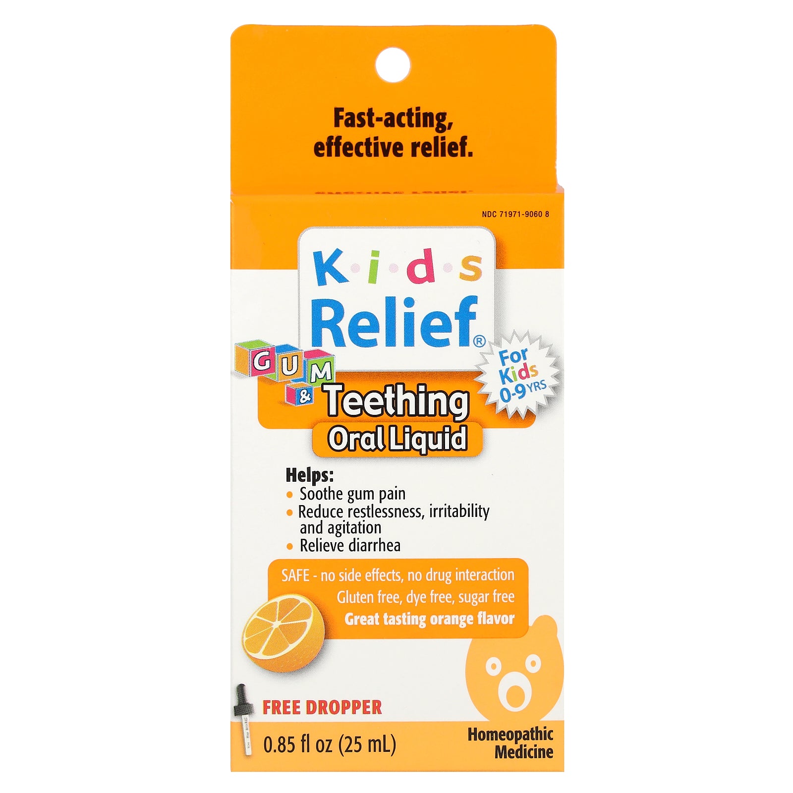 Homeolab USA, Kids Relief®, Gum & Teething Oral Liquid, 0-9 Years, Orange, 0.85 fl oz (25 ml)